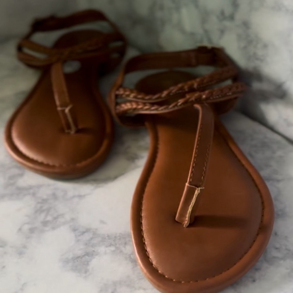 Braided Strap Brown Sandals